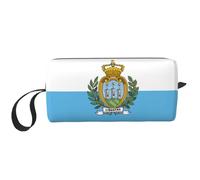 Flag of San Marino print Travel Toiletry Pouch, Pencil Bag Canvas Makeup Bag, Multi-Purpose Cosmetic Bag with Zipper, White, One Size