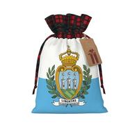Flag Of San Marino Print Xmas Drawstring Gift Bag Festive Christmas Reusable Wrapping Bags Needs