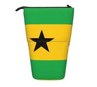 Flag of Sao Tome and Principe Expandable Stand Pencil Pouch, Multi-Design Oxford Fabric, Adjustable Height, Multi-Use Cosmetic Bag