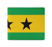 Flag of Sao Tome and Principe Mens Wallet Slim Leather Card Holder Bifold Wallets Front Pocket