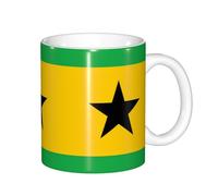 Flag of Sao Tome and Principe Mugs.All-Over Print Ceramic Coffee Mug - Non-Slip Base, Comfort Handle, Dishwasher Safe.