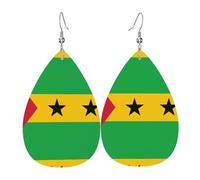 Flag of Sao Tome and Principe Pattern teardrop earrings, fashionable earrings suitable for work/dating/vacation