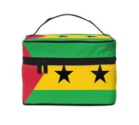 Flag of Sao Tome and Principe Portable Travel Makeup Bag (9x6.5x6.2 Inch), Large Capacity Makeup Bag for Women, Large Makeup Bag Storage Bag for Girls