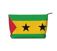 Flag of Sao Tome and Principe Women's corduroy cosmetic bag, portable zipper hand-held wallet, suitable for travel and daily storage of cosmetics,