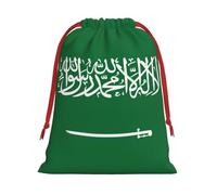 Flag of Saudi Arabia Print Christmas Drawstring Bags,Wedding Party Gifts wrapping bag,DIY Craft,Xmas,Presents