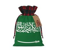 Flag Of Saudi Arabia Print Festive Christmas Drawstring Gift Bags For Xmas Decorative Present Wrapping Needs