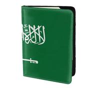 Flag of Saudi Arabia print Leather Card Case Travel Accessories Passport Holder Cover Wallet for Women Men, Black, One Size