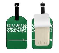 Flag of Saudi Arabia Printed Leather Luggage Tag, Durable Baggage Identifier, Soft PU ID Label, for Business Travel