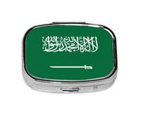 Flag of Saudi Arabia Square Pill Box Lightweight and Portable, with 2 Plastic Inserts, Suitable for Carrying in Pockets or Wallets.