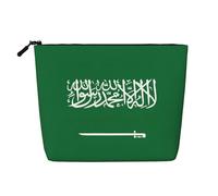 Flag of Saudi Arabia Water Resistant Pouch Women's Organizer, Fake Hemp Makeup Bag Large Cosmetic Travel Case