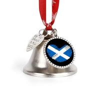 Flag of Scotland Heart Cute Christmas Bells Ornaments Xmas Holiday Sliver Bell for Home Yard Garden Decor