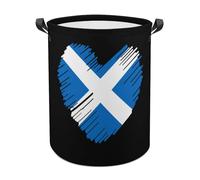 Flag of Scotland Heart Cute Laundry Basket with Handle Oxford Foldable Large Hamper for Bedroom Bathroom