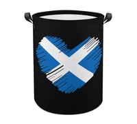 Flag of Scotland Heart Cute Laundry Basket with Handle Oxford Foldable Large Hamper for Bedroom Bathroom