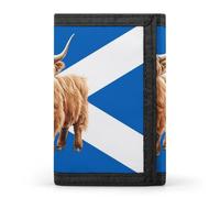 Flag of Scotland Highland Cow Printed Trifold Wallets Front Pocket Wallet With ID Window Gifts for Men And Women