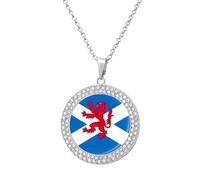 Flag of Scotland with Lion Rampant Women's Custom Pendant Necklace Round Diamond Necklaces Jewelry Gifts for Men Birthday