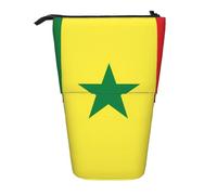 Flag of Senegal Expandable Stand Pencil Pouch, Multi-Design Oxford Fabric, Adjustable Height, Multi-Use Cosmetic Bag