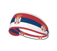 Flag of Serbia Elastic Exercise Headband -Mens Sweatband Unisex Hairband for an Active Lifestyle