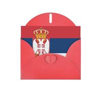 Flag of Serbia Greeting Card with Red Envelope Holidays Birthdays Weddings Anniversaries Write Unique Blessings