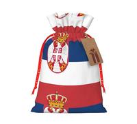 Flag Of Serbia Print Christmas Burlap Gift Bag With Drawstring, Present Small Favor Pouch For Birthday Parties-S Size