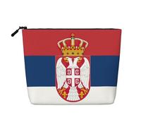 Flag of Serbia Print Cosmetic Bag for Women,Faux Linen Makeup Bag Large Capacity,Perfect for Travel Daily Use