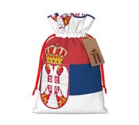 Flag of Serbia print Drawstring Gift Bag for Wedding Party Birthday Unique Present Bag Reusable Canvas Bag,1 Piece M
