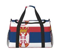 Flag of Serbia Print Everyday Use Travel Duffle Bag Large Capacity Travel Bag Stylish Functional Bag, Black, One Size