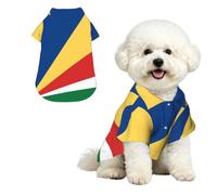 Flag of Seychelles Breathable Hawaiian Dog Shirt Summer Button Up Top for Small Medium Dogs XL