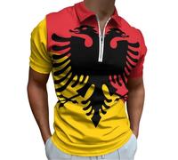 Flag of Sicilian Arbereshe Men's Short Sleeve Polo Shirts Casual Zippered Golf Shirt Slim Fit T-Shirt Tops 5XL