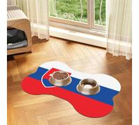 Flag of Slovakia Bone Shaped Absorbent Dog Feeding Mat