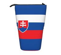 Flag of Slovakia Expandable Stand Pencil Pouch, Multi-Design Oxford Fabric, Adjustable Height, Multi-Use Cosmetic Bag