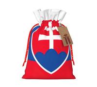 Flag Of Slovakia Print Christmas Burlap Gift Bag With Drawstring, Present Small Favor Pouch For Birthday Parties-S Size