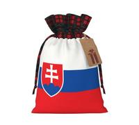 Flag of Slovakia Print Large Drawstring Christmas Gift Bags | Reusable Xmas Present Sacks for Holiday Party Favors, Bulk Festival Gift Pouches for Christmas Decor