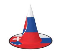 Flag of Slovakia Print Witch Hat Halloween Party Cosplay Costume Accessory | Women Halloween Witch Hat, Pointed Cosplay Costume Accessory, Black Purple Pink