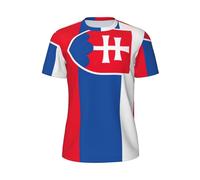Flag of Slovakia Quick-Dry Dry Fit T-Shirts for Men - Moisture Wicking Gym Shirts, Short Sleeve Workout Shirts for Sports, Black, Medium