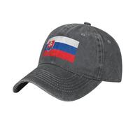 Flag of Slovakia Washed Cowboy Baseball Cap for Adults - Stylish and Breathable Hat with Adjustable Strap, Deep Heather, One size
