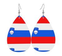 Flag of Slovenia Leather Earring Pairs Teardrop Faux Leather Earrings Set for Women Lightweight Leather Dangle Drop Earrings.