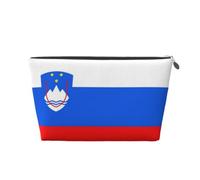 Flag of Slovenia Leather Travel Makeup Bag-Waterproof Cosmetic Pouch