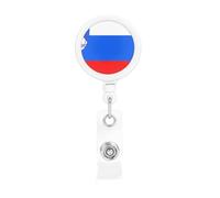 Flag of Slovenia Printing Retractable Badge Holder. with Clip and Keyring The Maximum Retractable Length is Approximately 55cm, with a 360° Rotating clamp.
