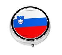 Flag of Slovenia Round Pill boxï¼ŒPill Boxï¼Œ Portable On-The-Go Pocket Pharmacy,