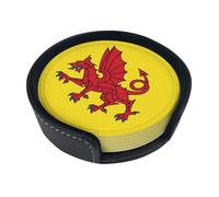 Flag of Somerset County Leather Coasters-Set of 6 with Storage Holder