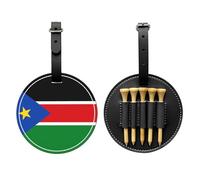 Flag of South Sudan Black Golf tee Storage Bag - Easy to Carry Around and More efficient in Playing Golf