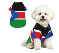 Flag of South Sudan Breathable Hawaiian Dog Shirt Summer Button Up Top for Small Medium Dogs XL