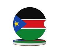 Flag of South Sudan Ceramic car Coasters 2-Pack, Ceramic + Cork, can be Placed on Cars, Vans, Boats, SUVs and Trucks