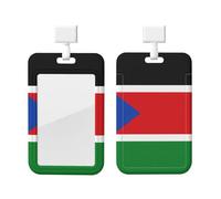 Flag of South Sudan Id Badge Holder with Lanyard-Vertical Card Protector Clear Abs Hard Shell, Retractable Reel for Work Office