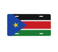 Flag of South Sudan License Plate for Front of Car â€“ Personalized Aluminum Car Tags â€“ 6â€ x 12â€ Universal Fit.