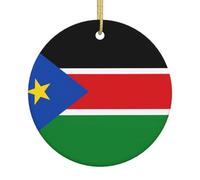 Flag of South Sudan Printed Christmas Tree Ceramic Ornaments Holiday Decoration Christmas Unique Pendant for Christmas Party