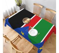 Flag of South Sudan Rectangle Tablecloth Linen Textured Waterproof & Stain Resistant Table Cloth Wrinkle Free Decorative Fabric Farmhouse Table Cover for Dining/Party/Buffet/Wedding, 60*90 In.