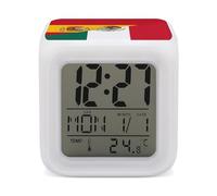 Flag of Spain And Mexico Digital Alarm Clock Funny 7 Color Change Night Alarm Light Clocks for Sleep Sport Use