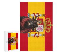 Flag of Spain Bull Fun Wooden Picture Vertical Version Puzzle Creative Gift Wood Jigsaw for Adults And Family Game