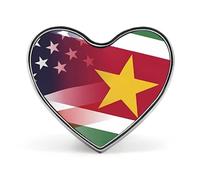 Flag of Suriname And U.S. FLAG Funny Lapel Pins Heart Button Brooch Badge Pin Hat Clothes Bag Jewelry for Men Women
